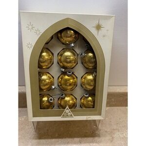 Vintage Delta‎ Glass Gold Christmas Ornaments in Box!
